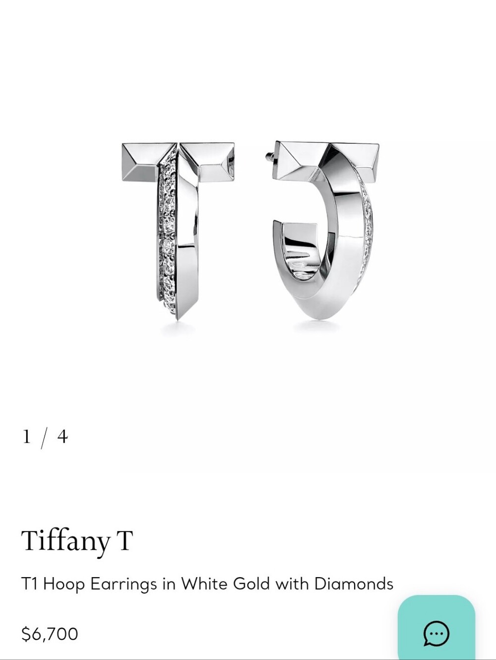 Tiffany & Co. T Hoop Earrings in White Gold with Diamonds